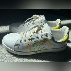 Nira Rubens White Leather Hand Painted Sneakers size 8